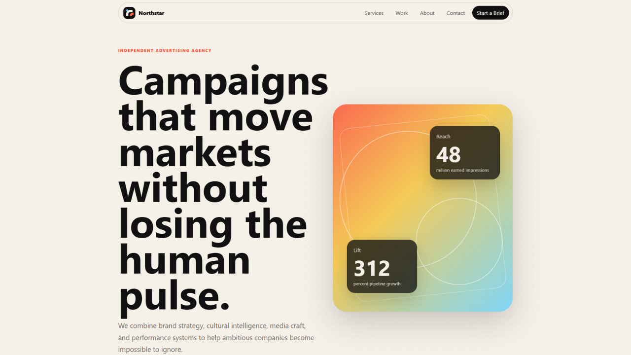 Northstar advertising agency landing page preview