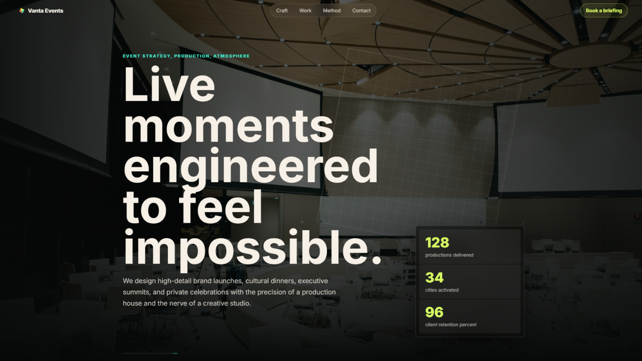Vanta Events landing page preview